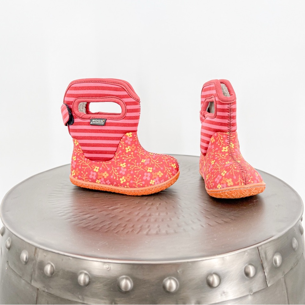 Bogs Kids Red Floral Rain Boots